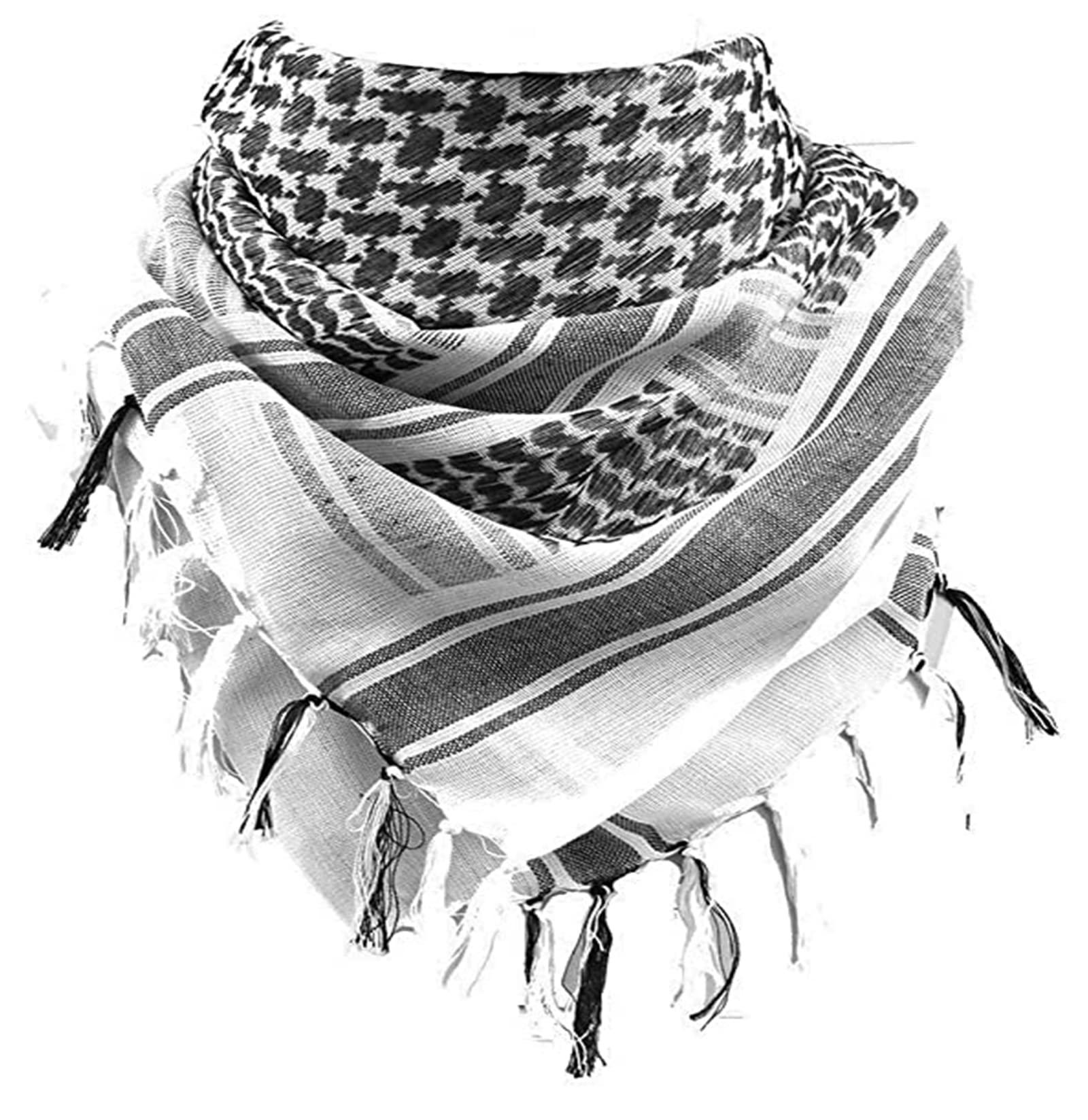 MiaoMa Thicker 100% Cotton Military Shemagh Tactical Desert Keffiyeh Scarf Wrap White