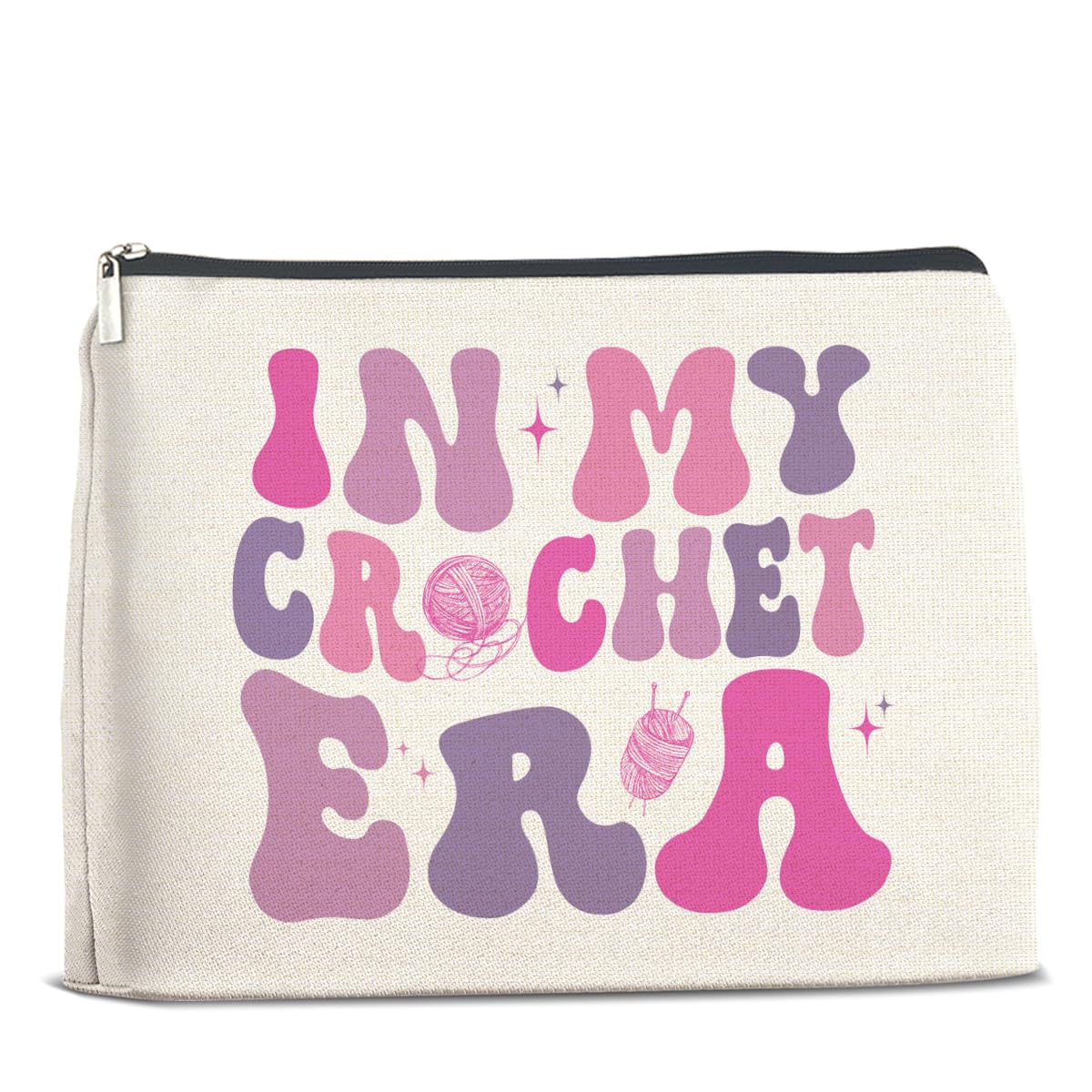 Photo 1 of UPNEGE Crochet Gift Makeup Bag, Crochet Lover Gifts, Funny Knitting Gifts, in My Crochet Era Cosmetic Bag Zipper Makeup Pouch