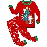 DDSOL Toddler Boys Girls Christmas Pajamas Dinosaur Jammies Santa Claus Kids Cotton Sleepwear Set