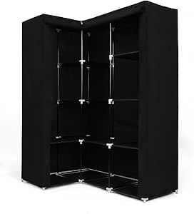 SONGMICS Armario Guardarropa de Tela, Ropero Esquinero Plegable, 129 x