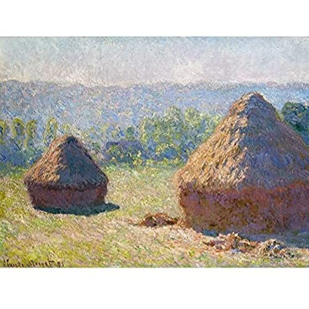 Claude Monet Haystacks End Of Summer Art Print Canvas Premium Wall Decor Poster Mural