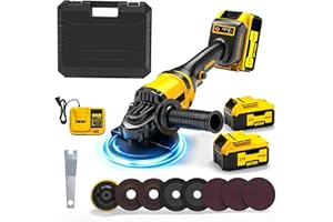 Cordless Angle Grinder: 4-1/2 Inch Brushless Battery Grinder Tool with 2X 4.0Ah Batteries＆Charger, Power Angle Grinders for C
