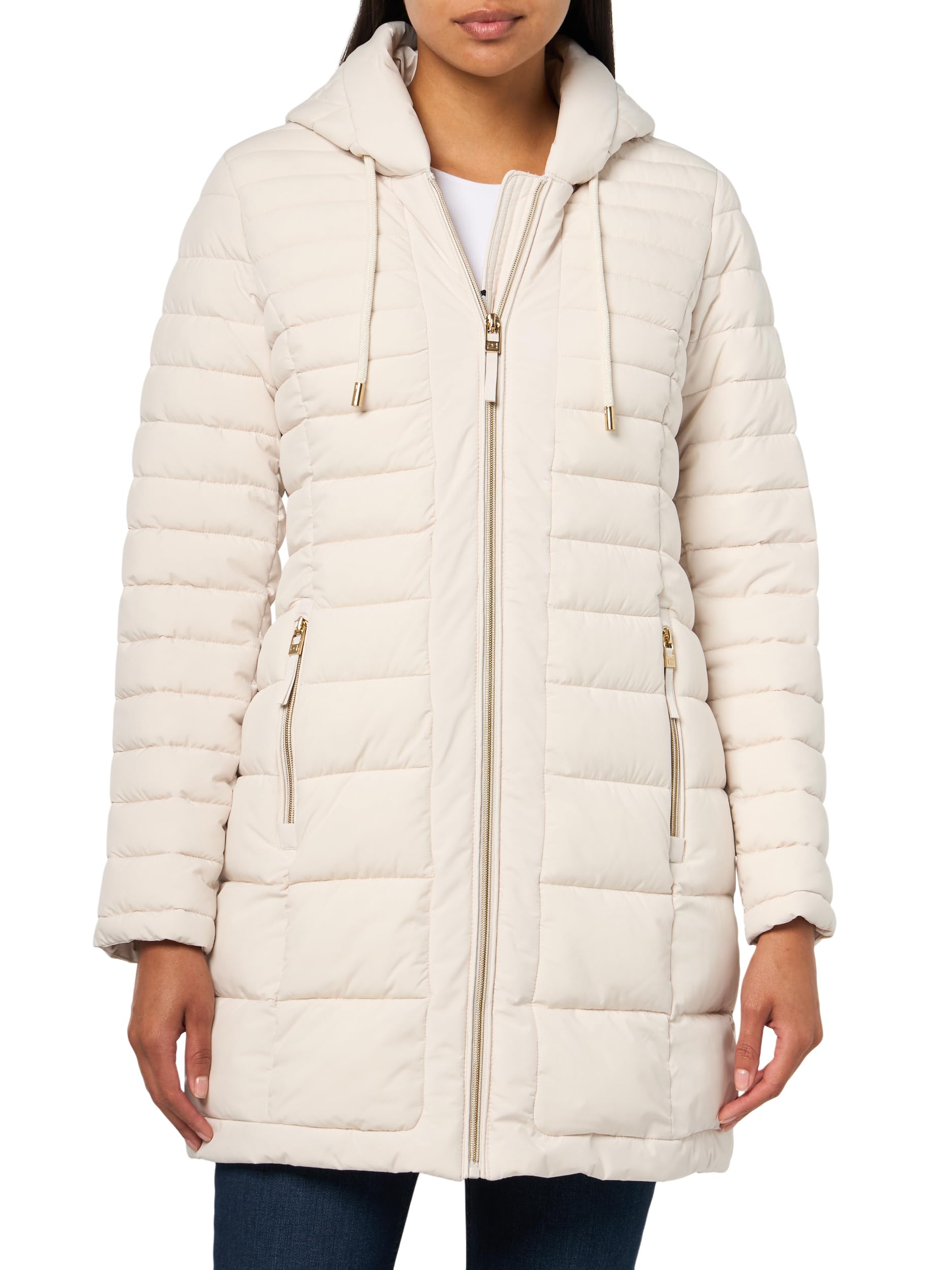 Tommy Hilfiger Women’s Outerwear Midweight Jacket, White Sand, Large