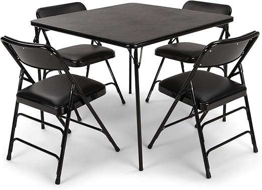 black card table and chairs