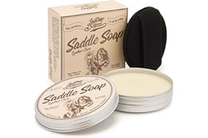 Saddle Soap for Leather, Leather Nerd Leather Cleaner Conditioner for Boots, 4.23 Oz with Sponge, All-Natural Protect Soften and Restore Shoes, Jackets, Purses, Gloves, Vinyl, and Leather Products