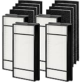 KEYJINIU 4 Pack HRF-H1 HRF-H2 / Filter (H) + 8 Pack Carbon Pre Filter Compatible with Honeywell HPA060, HPA160, HPA050, HPA150, HHT055, HHT155