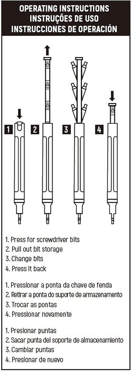 SATA Multifunctional Precision Screwdriver Set with Micro Pen-Style Screwdriver Handle and Case for Storage, Impact Rated, 25-Piece - ST05108-03 - - 