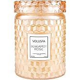 Voluspa Bergamot Rose, Large Candle Jar, 18 oz, 100 Hour Burn Time, Coconut Wax for Clean Burning, Handcrafted in The USA