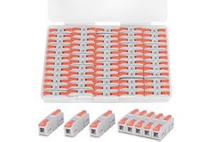 60PCS AVARBUVO Lever Wire Connectors, Mini Quick Connectors Push-in, 1 in 1 Out Electrical Wire Butt Splice Inline Terminals, 24-12 AWG