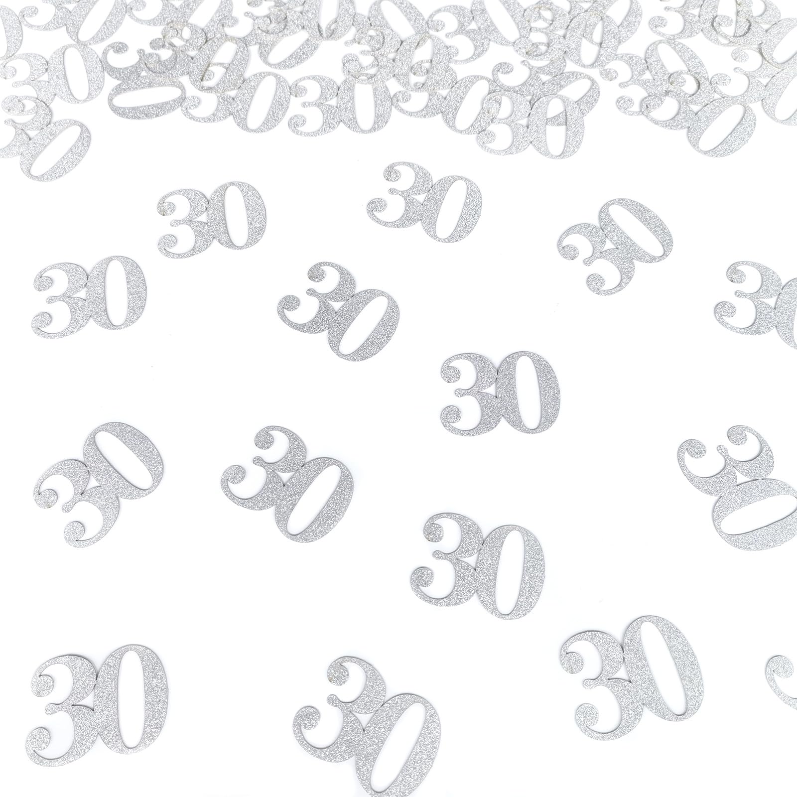 Photo 1 of 30th Happy Birthday Confetti Decorations - Number 30 Silver Glitter Table Confetti for 30th Birthday, 30th Anniversary Wedding Party Supplies