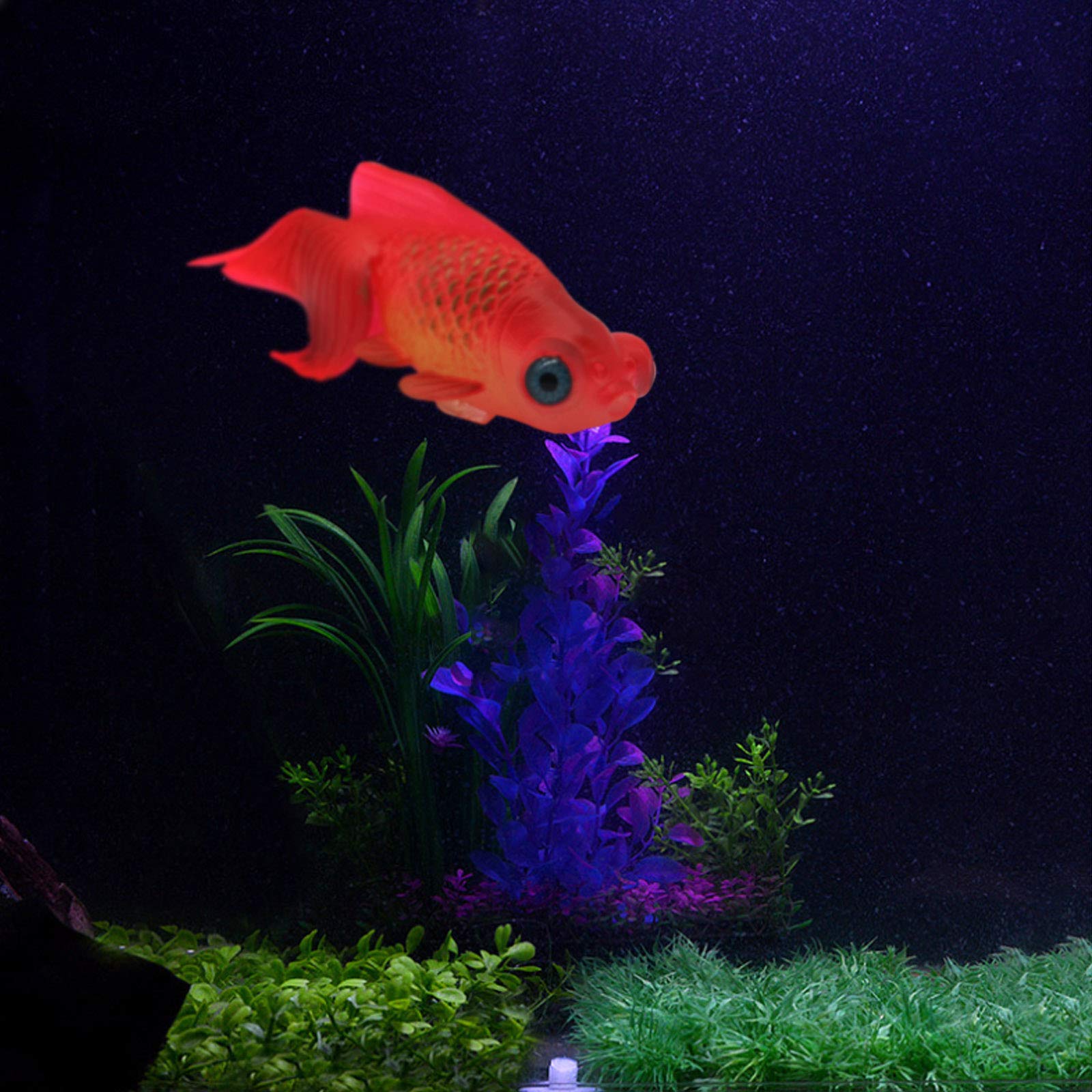 Silicone Artificial Fish Aquarium Decortion High Simulation Lifelike Floating Fake Betta Fish Tank Ornament (Red Goldfish)