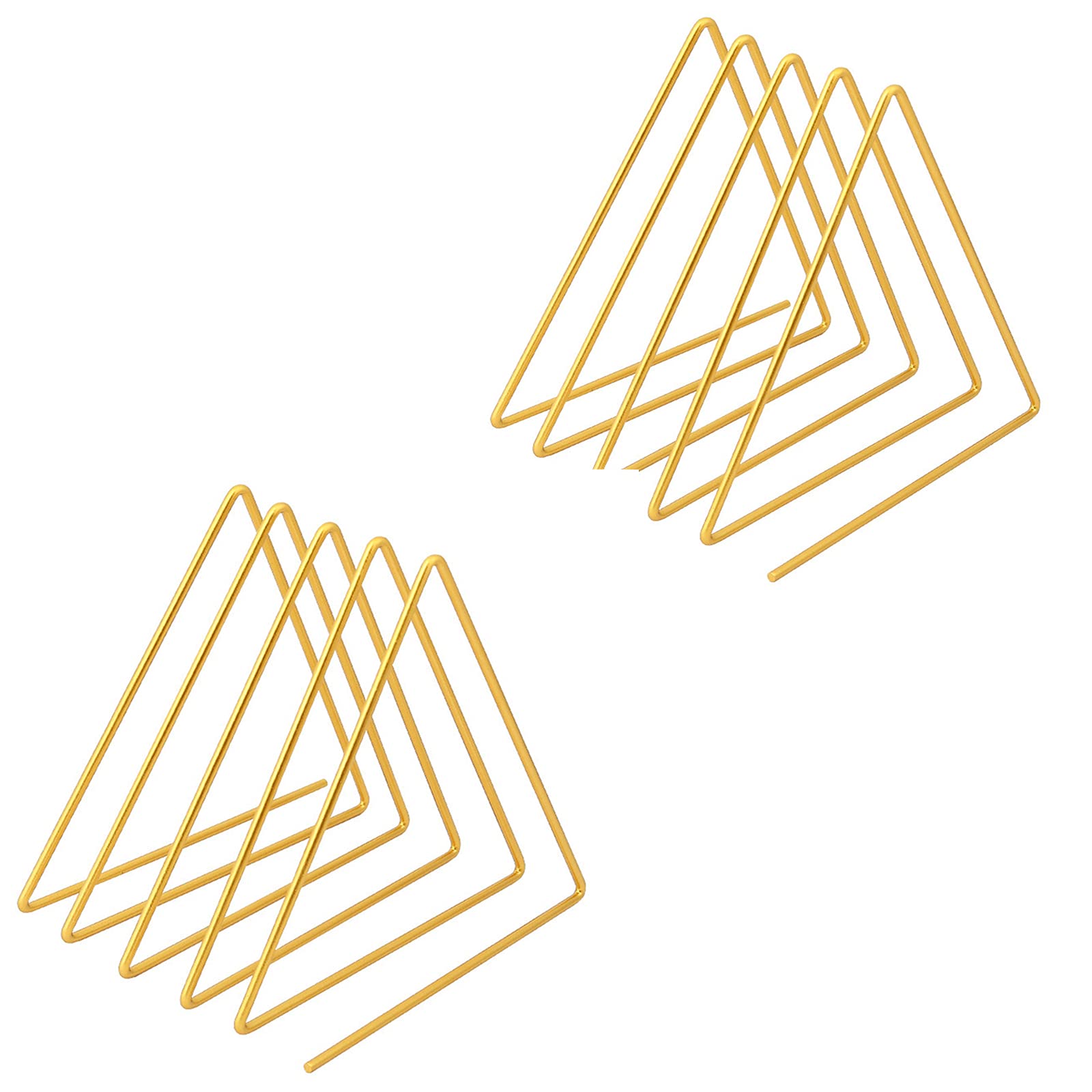 Photo 1 of Mantouxixi 2Pcs Book Holder File Holder Stand Magazine Rack File Organizer, Metal Wire Desktop Book Organizer Bookshelf Rack,Adjustable Triangle Display Rack for Decoration Home Office- 4 Slots Gold