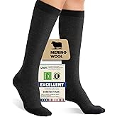 Iambamboo Merino Wool Compression Socks for Women Men, 15-20 mmHg Knee High Socks for Flying, Travel, Running