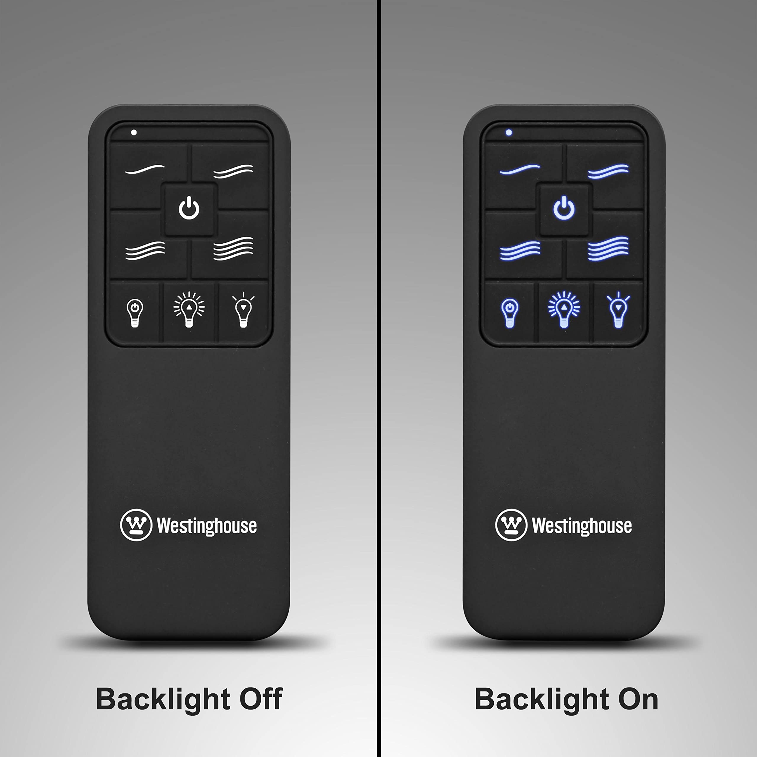 Westinghouse 7787900 Four Speed Black Ceiling Fan Remote Control with Backlit Buttons
