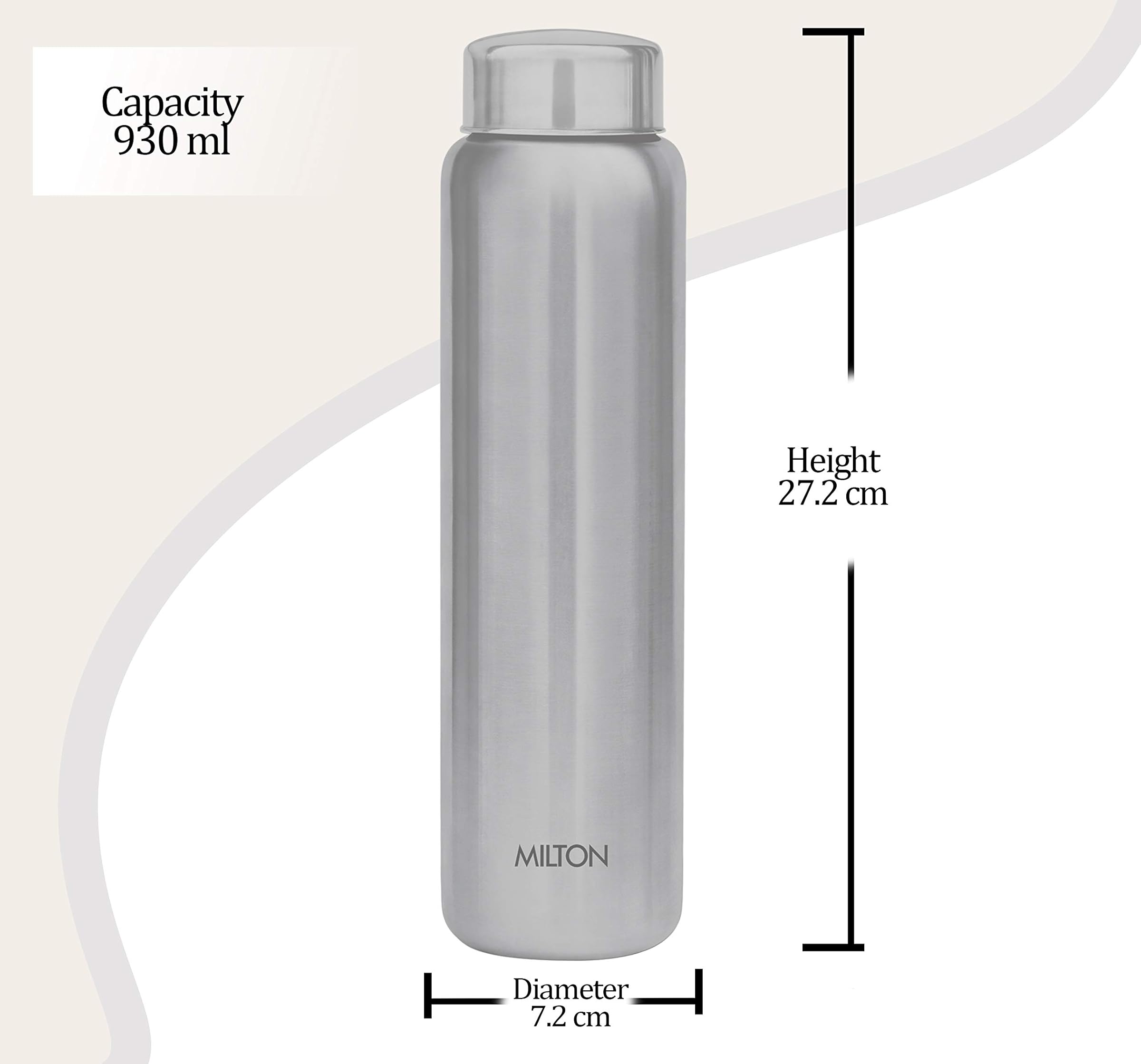 Milton Aqua 1000 Stainless Steel Water Bottle, 930 ml, Silver