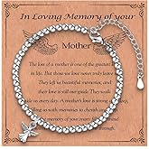EPVIDO Sympathy Gifts for Loss of Loved One, Memorial Bereavement Gifts for Loss of Mother Father Husband Pets, Angel Bracelet Beads for Women