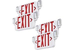SiTiSFi Led Combo Emergency Exit Sign Light with Two Adjustable Head Lights and Backup Battery Exit Light,US Standard Red Letter Commercial Emergency Exit Lighting,UL 924,AC120/277V (4Pack)