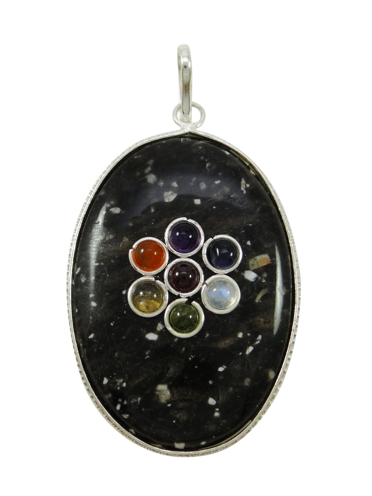 Harmonize Tourmaline Oval Shape 7 Chakra Pendant Spiritual Reiki Healing Crystal Locket