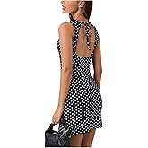 Verdusa Polka Dots Dress for Women Open Back Bodycon Backless Tank Mini Dress