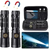 Hoxida Rechargeable Tactical Flashlights High Lumens - 1500 Meters Long Beam Super Bright LED Magnetic Flashlight USB Zoomable 5Modes Small Long Beam Spotlight Flashlight for Hiking, Camping