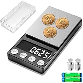 SKEAP Digital Coin Scale, Gram Scale 0.01g Accuracy for Coin Collectors, Bank Tellers and Home Use, Ideal Scale for Gold and Jewelry, 200g Capacity with Calibration Weight