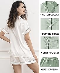 WJing Yi Jia 5Pcs Womens Soft Satin Pajama Set