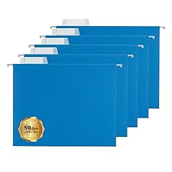 Blue Hanging File Folders,50 Packs Reinforced