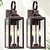 Oil Rubbed Bronze Dusk to Dawn Outdoor Wall Lighting, 19" Large Outside Modern Wall Sconce Lantern, Industrial Porch Light Wa