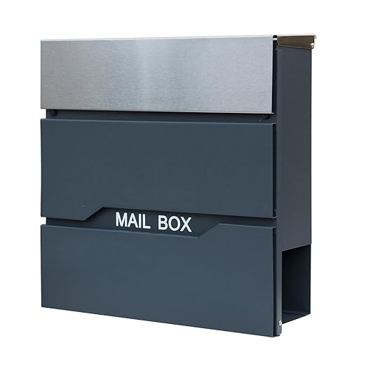 HENGMEI Design Briefkasten mit Zeitungsrolle Postkasten Wandbriefkasten Mailbox Groß Zeitungsfach Edelstahl pulverbeschichtet
