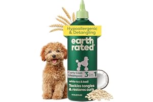Earth Rated Hypoallergenic 3-in-1 Detangle Dog & Puppy Shampoo & Conditioner, Perfect for Doodles and Poodles, Deodorize 98.5% Natural, 16 oz