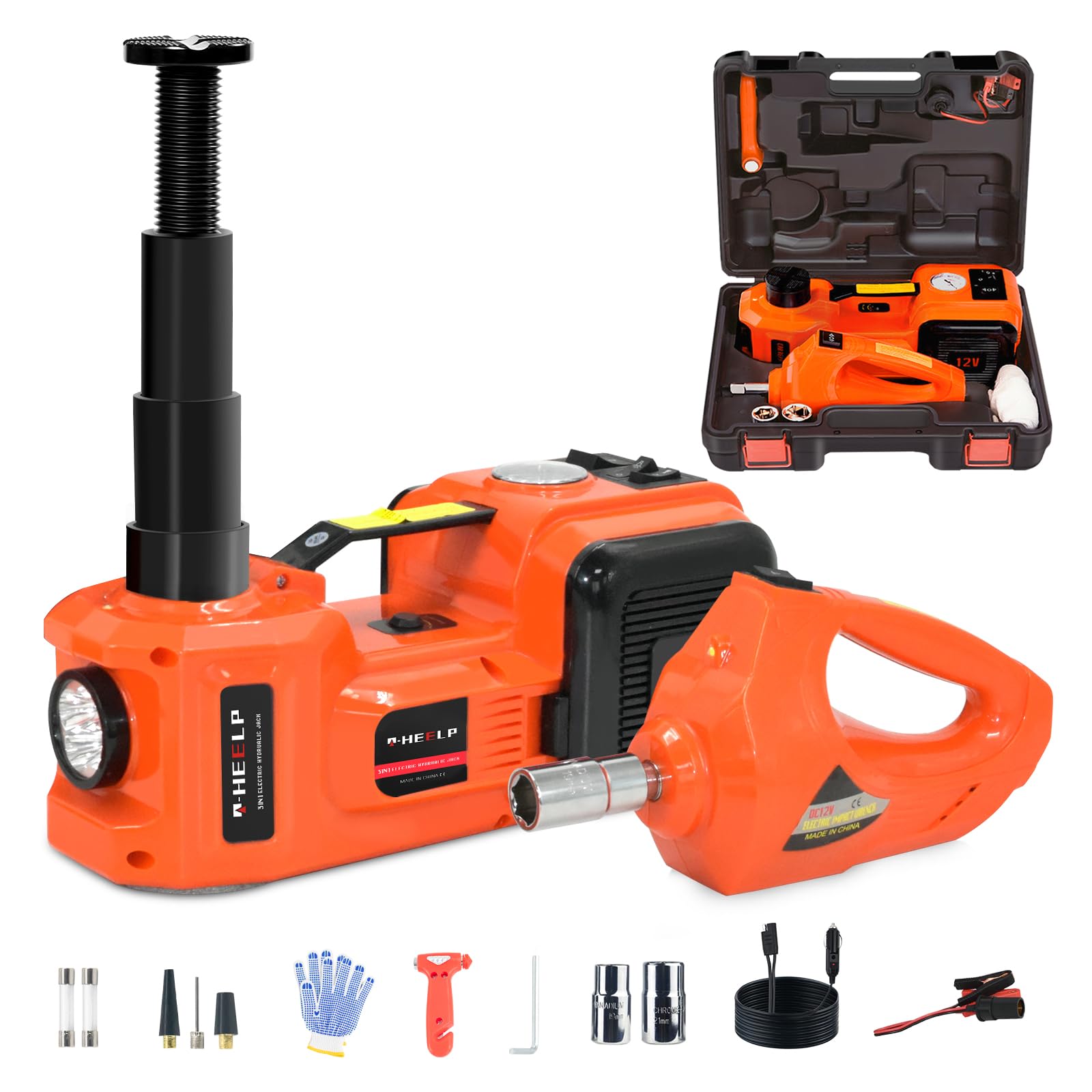 Photo 1 of ***USED*** MISSING PIECES SELLING PARTS ONLY*** E-HEELP Electric Car Jack Kit 5Ton 12V Hydraulic Car Jack Lift (Lifting Range: 6.1~17.7 inch) with Electric Impact Wrench for SUV MPV Sedan Truck Change Tires Garage Repair
