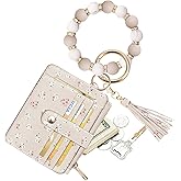 COOLANS Silicone Bracelet Wristlet Wallet Credit Card Holder RFID,ID Window,Key Ring Tassel,Slim Wallet Women Keychain Purse