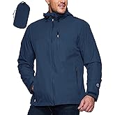 Outdoor Ventures Men's Packable Rain Jacket Waterproof Lightweight Raincoat with Hood Windproof Cycling Jackets