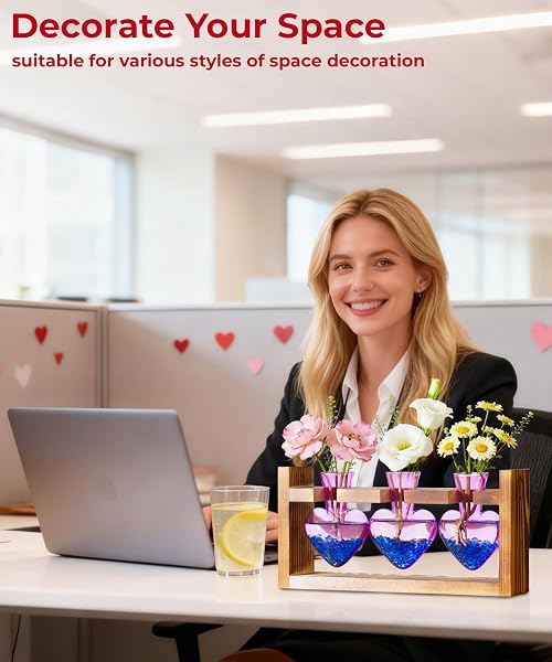 NACOME PLANT TERRARIUM PROPAGATION STATIONS: MOTHERS DAY GIFTS FOR MOM PLANT LOVERS WOMEN WIFE DAUGHTER – 3 BULB GLASS VASE WITH WOODEN STAND TABLETOP FOR HYDROPONICS HOME GARDEN DECOR(PURPLE)