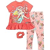 Disney Minnie Mouse Princess Ariel Frozen Little Mermaid T-Shirt Leggings and Scrunchie 3 Piece Outfit Set Infant to Big Kid