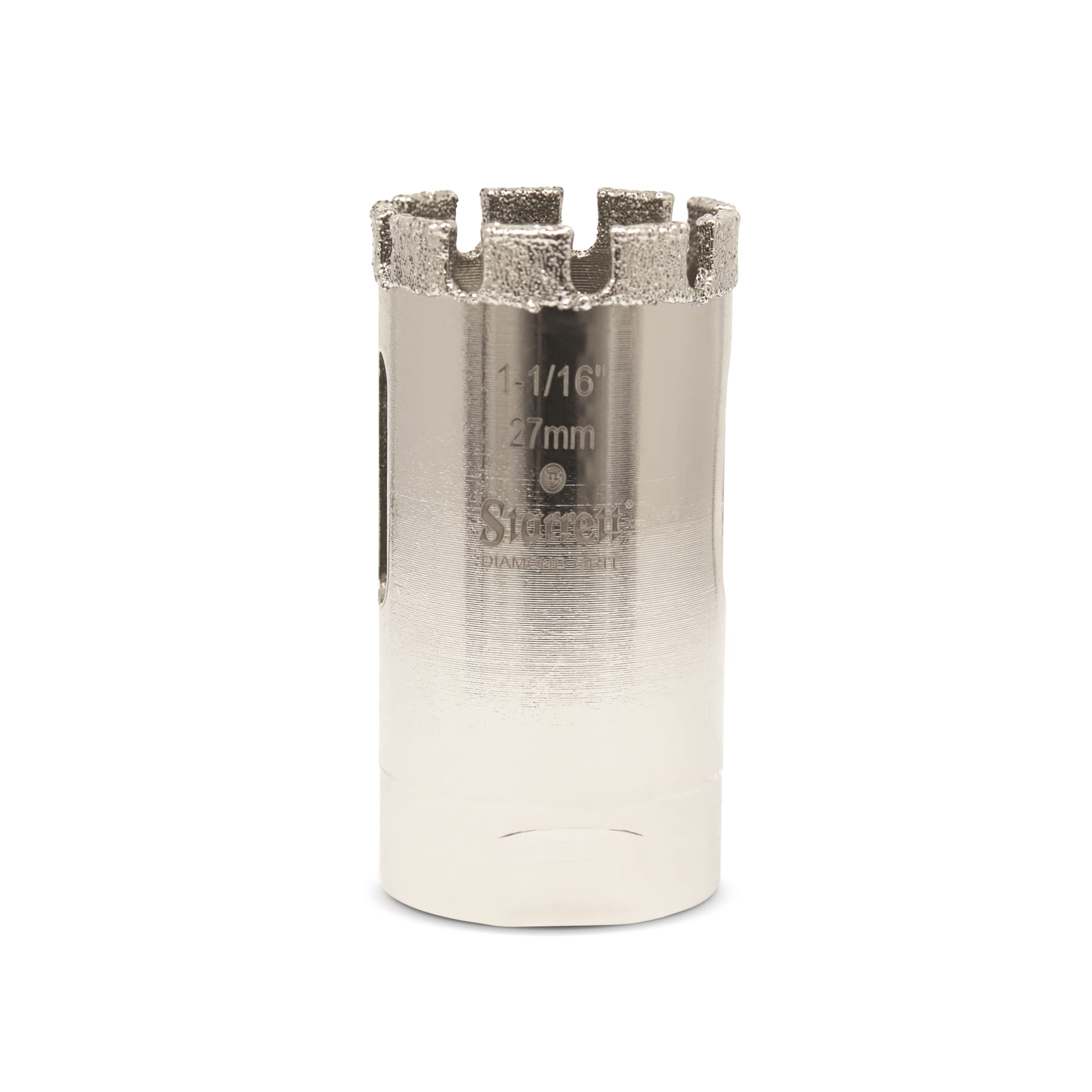 Starrett Diamond Grit Hole Saw - D0116 Ceramic and Tile Drill Cutter - For Brick Glass Marble Slate Stone Porcelain - 27mm (1.1/16 inch)