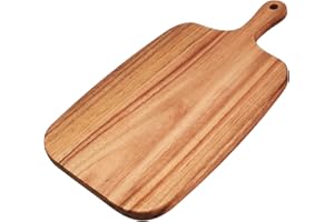 Acacia Wood Cutting Board for Kitchen (14'' x 7.8''), Wooden Cutting Board with Handle, Charcuterie Board, Cheese Board, Deco