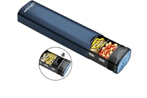 Metal Weekly Pill Organizer, Serfeymi Aluminum Daily Pill Box,7 Day Pill Case Travel Medicine Organizer,Pill Containers(Spare Gasket) for Vitamins, Fish Oils,Pills, Supplement - Blue