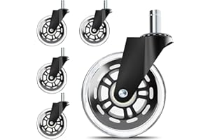 Fravnevi Office Chair Wheels Replacement,3 Inch Casters 7/16" Stem,Universal fit for Most Rolling/Gaming Chairs,Floor Protect