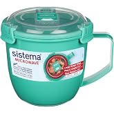 Sistema Microwaveable 900mL Soup Mug, Large Microwave Food Container with Steam-Release Vent, Dishwasher &amp; Freezer-Safe, BPA-Free, Color May Vary