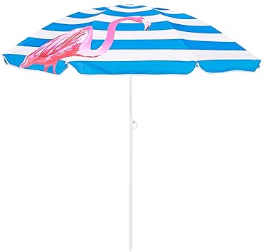 Amazon.de: SPRINGOSⓇ Sonnenschirm｜Flamingos｜Weiß/Blau｜max. Höhe 175 cm