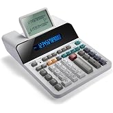 Sharp Paperless Printing Desk Calculator, White (EL-1901) | Check and Correct, Large 12-Digit Scrolling LCD Display, Adding Machine with Plastic Enclosure, 11.2 x 8.3-Inches