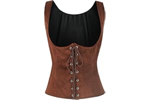 Teyujosem Women's Pirate Vest Renaissance Steampunk Corset Medieval Bodice