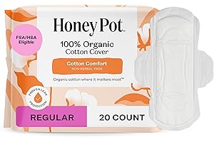 The Honey Pot Company - Sanitary Pads for Women - Non-Herbal Regular Flow w/Wings - Organic Cotton Cover & Ultra-Absorbent Pulp Core - Feminine Care - 20 ct