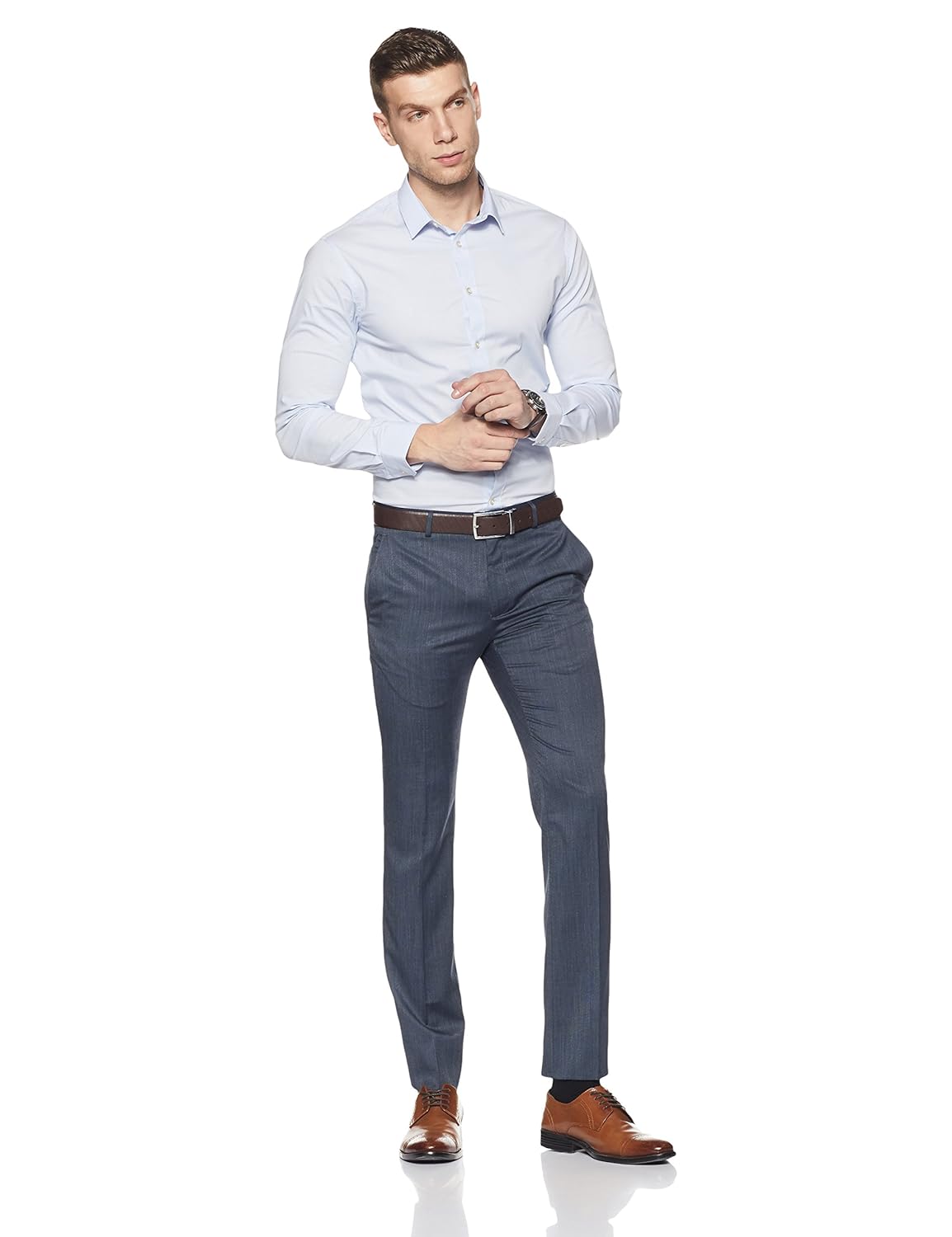 v dot men's slim fit formal trousers