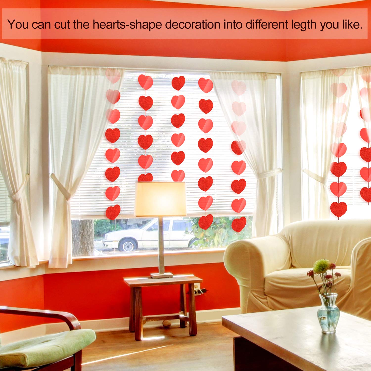 Tuparka 10 Pack Heart Shape Hanging String Decoration Window Door