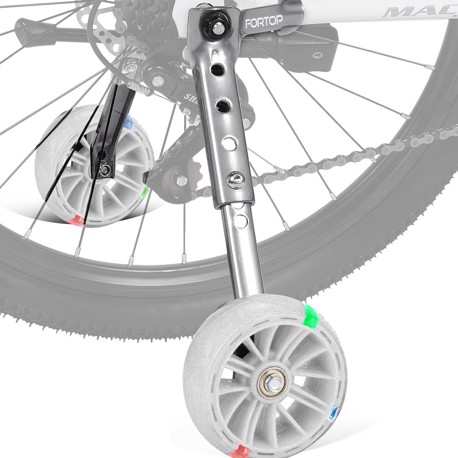 FORTOP Bike Stabilizers Training Wheels, Pair of Heavy Duty Rear with Stabilizers Mounted Kit for 16 18 20 22 inch Kids Boy Girls Variable Bike (White)