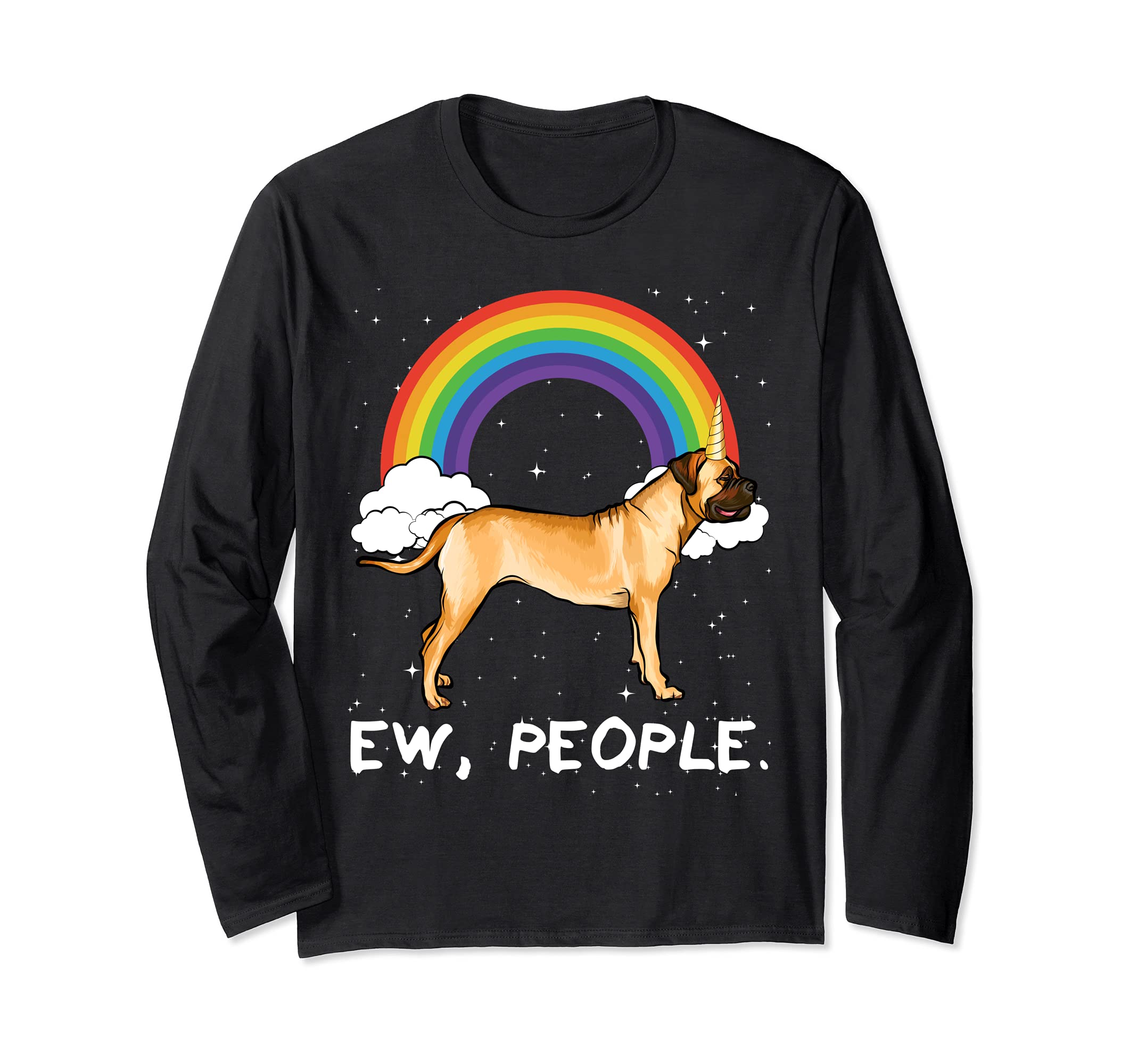 Rainbow Bullmastiff Ew People Unicorn Dog Long Sleeve T-Shirt