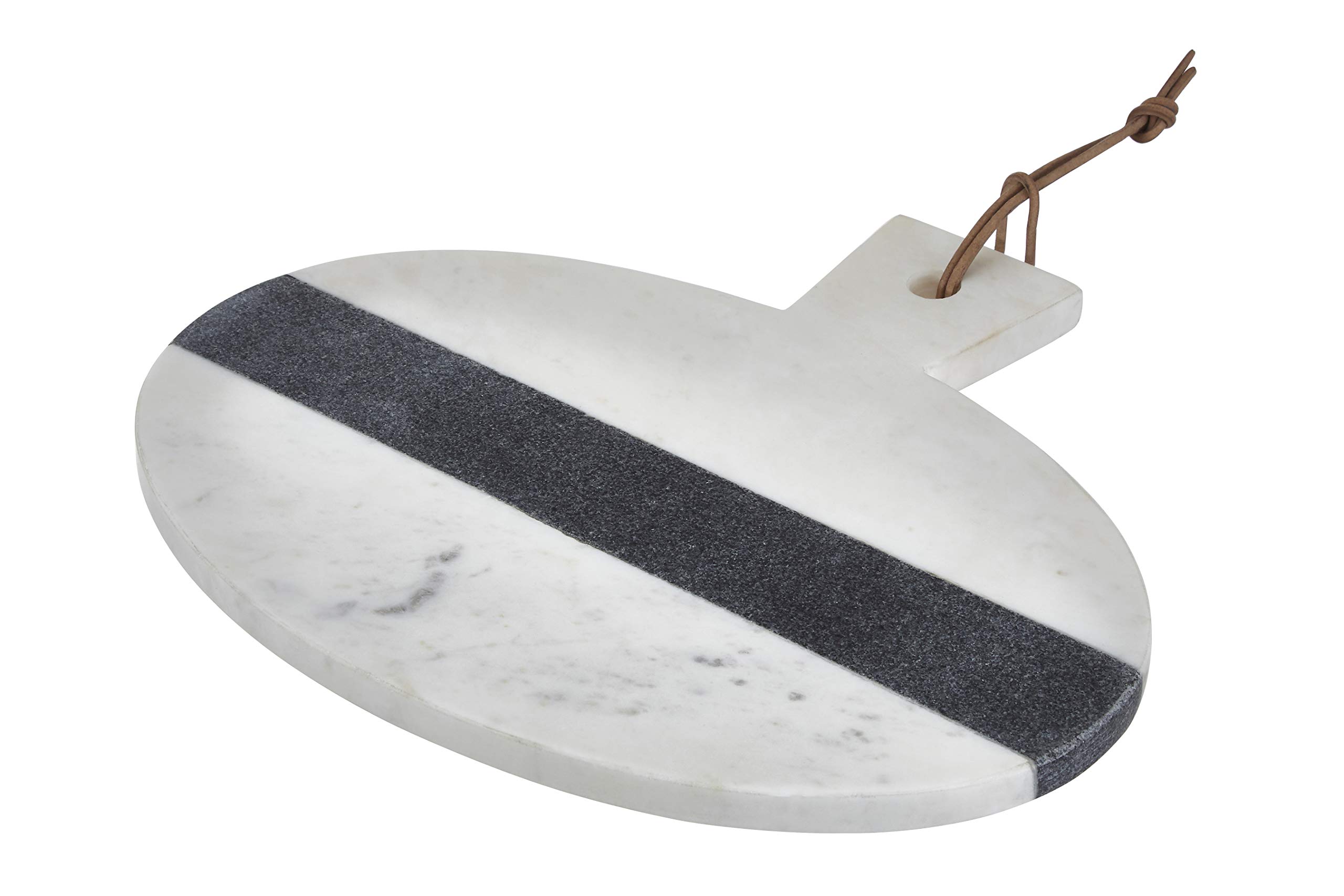 Premier Housewares Marble Serving Tray, Round, White/Grey - 39 cm