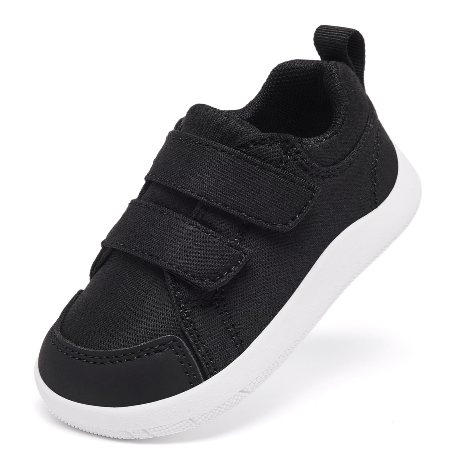 Photo 1 of MORENDL Toddler Shoes Baby Wide Toe Box Barefoot Shoes Boy Girl Walking Shoes Non-Slip Minimalist Sneakers Comfort Zero Drop Tennis Outdoor Activities Black Size 7